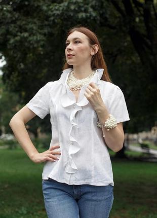 Лляна жіноча блуза vil'ni вічіта білий 52