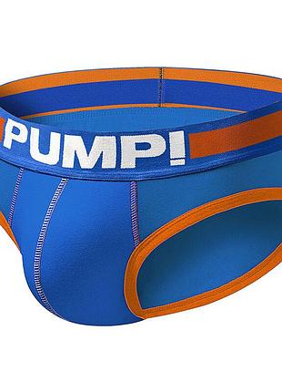 Хлопковые брифы мужские трусы pump синие с оранжевым кантом xxl