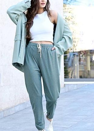 Штани жіночі зелені у горошок р.l, xl, 2xl