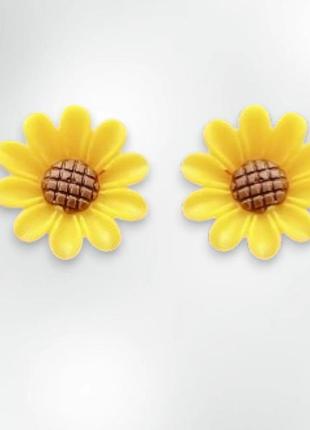 Дитячі сережки кліпси для дівчаток liresmina jewelry український соняшник жовтий 1.1 см
