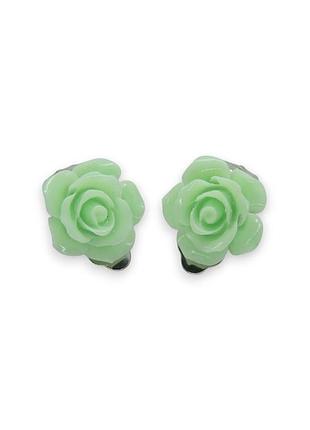 Клипсы серьги детские для ушей без пробивания уха liresmina jewelry серьги в виде цветка роза салатовая