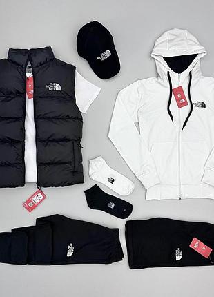 Набір 8в1 the north face жилет- кофта- штани- футболка- шорти-кепка- 2пари шкарпетки
