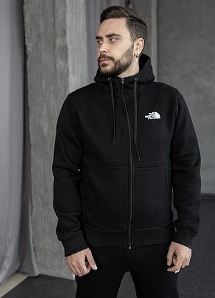 Костюм мужской the north face зима худи, штаны + носки в подарок черный, xxl
