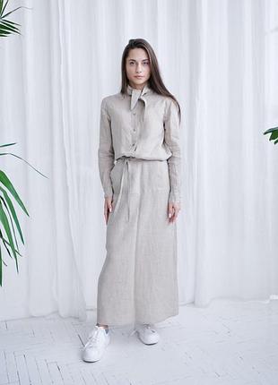 Лляна жіноча сорочка vil'ni мессіна бежевий 58