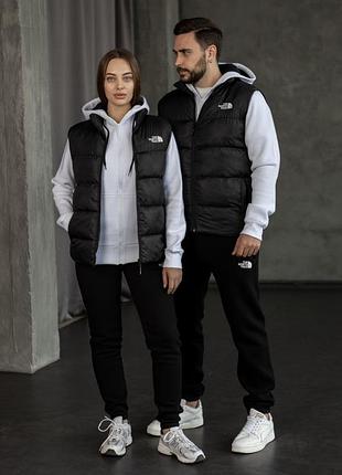 Набор the north face зима: зип худи-штаны-жилет 2 пары носков в подарок