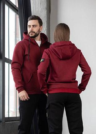 Зимовий костюм stone island тринитка: зіп худі-штани 2 пари шкарпеток у подарунок бордовий, xl