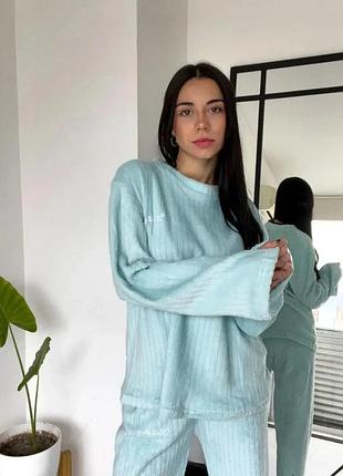 Пижама теплая женская цвет персиковый (9103)