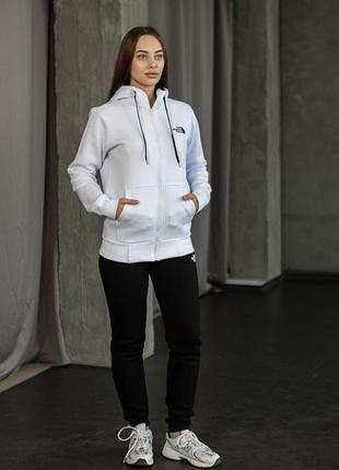 Костюм жіночий the north face зіма:озип худі-штани 2 пари шкарпеток у подарунок білий, s