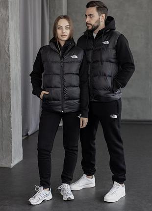 Набір the north face зима: зіп худі-штани-жилет 2 пари шкарпеток у подарунок чорний, m