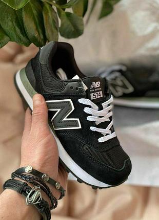 Женские кроссовки nb new balance 574 черные, модные и удобные кроссы нью баланс 574