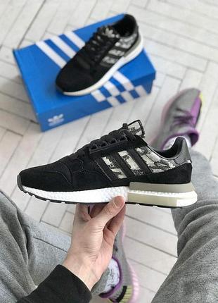 Удобные черные мужские кроссовки adidas zx 750 замшевые повседневные адики