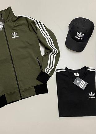 Набор 4в1 adidas: кофта-штаны-футболка-кепка 🔥