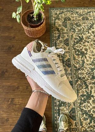 Удобные белые мужские кроссовки adidas zx 750 замшевые повседневные адики