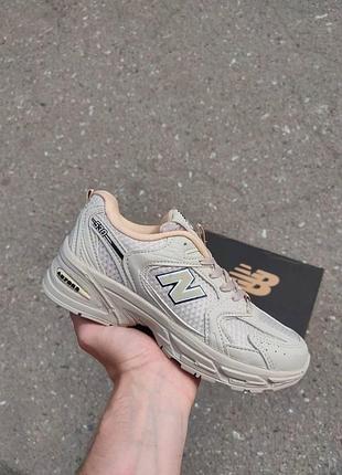 Кроссовки new balance 530 белые с сеткой стильные для женщин ньюбики