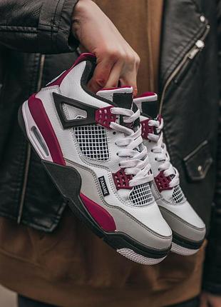 Кроси найк air jordan retro 4 для чоловіків білі зручні шкіра