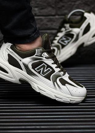Мужские кроссовки new balance 530 для мужчин удобные легкие белые ньюбики кожа/сетка