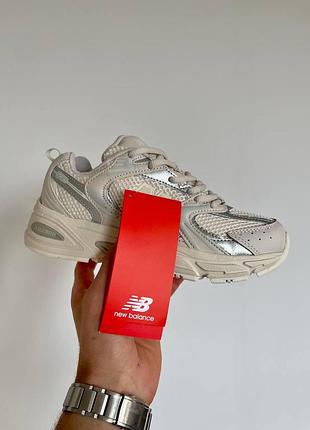 Кроссовки new balance 530 бело-серые с сеткой для женщин повседневные стильные ньюбики 38