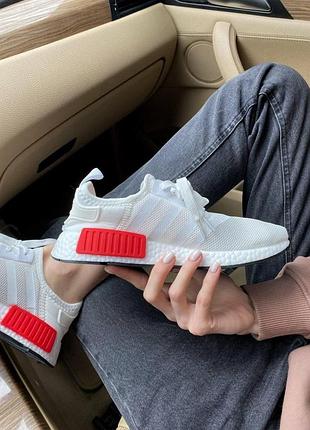 Кроси adidas nmd для жінок білі тканинні зручні адики трендові жіночі кросівки адідас