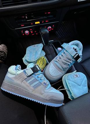Мятные женские кроссовки adidas forum low x bad bunny замшевые для женщин