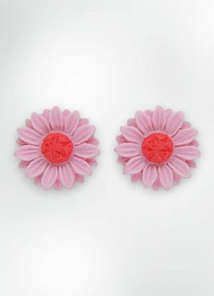 Чарівні дитячі сережки кліпси для дівчаток liresmina jewelry «соняшник» у рожево-малиновому кольорі 1.5 с