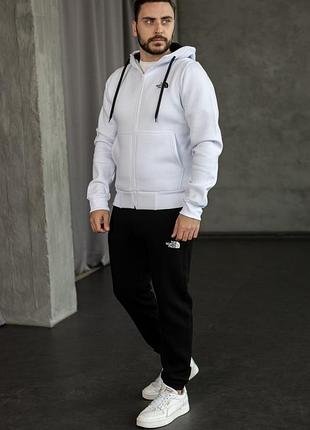 Костюм чоловічий the north face зима худі, штани + шкарпетки в подарунок білий, l
