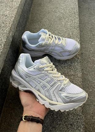 Кроссовки asics gel-kayano 14 серебристо-белые, женские кроссовки асикс