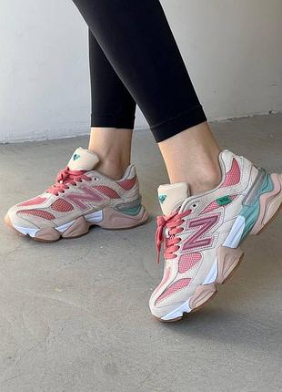 Женские замшевые кроссовки new balance 9060 розового цвета нью беланс 39