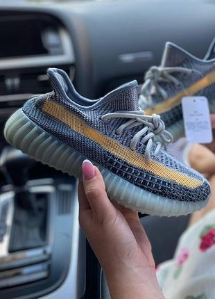 Кроссовки adidas yeezy boost 350 серые для женщин легкие тканевые удобные изики адидас 37
