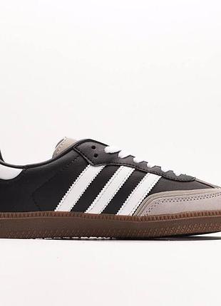 Жіночі кросівки adidas samba чорні адідас самба замшеві з шкірою адіки