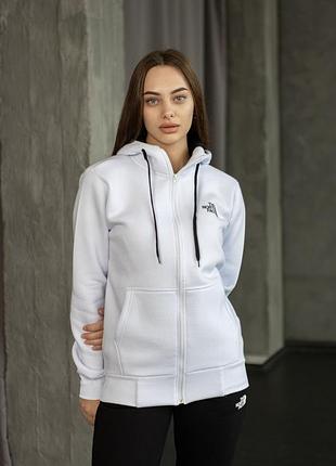 Костюм жіночий the north face зіма:озип худі-штани 2 пари шкарпеток у подарунок білий, xxl