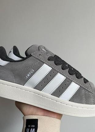 Адас кампус жіночі сірі замшеві кросівки адіки для жінок adidas campus grey white 44