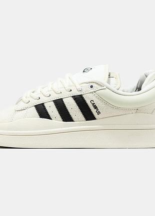 Кросівки adidas campus x bad bunny жіночі замшеві білі адідас кампус бед бані для жінок модні повсякденні 40