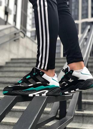 Мужские кроссовки adidas niteball черные кожа удобные кеды адики для мужчин 44