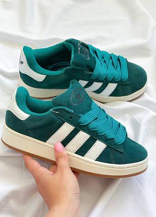 Жіночі кросівки adidas campus dark зелені для жінок замшеві 37