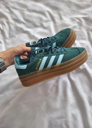 Кроссовки adidas gazelle bold green замшевые адидас газели для женщин демисизонные 38