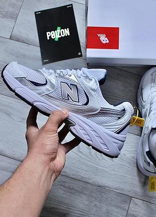 Мужские кроссовки new balance 530 белые удобные для мужчин легкие ньюбики кожа/сетка