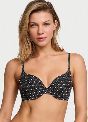 Бюстгальтер victoria's secret (2126439778278) perfect shape cotton 70c черный (принт сердечки)