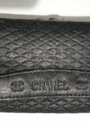 Черный кожаный кошелек chanel