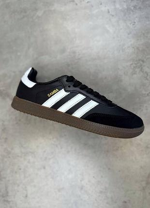 Замшеві з шкірою жіночі кросівки adidas samba чорні адідас самба адіки