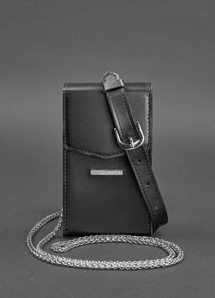 Вертикальная женская кожаная сумка mini черная поясная/кроссбоди5 фото