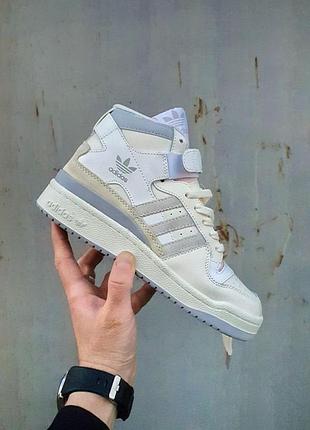 Кросівки adidas forum 84 high білі для жінок шкіряні адідас форум 84 хай повсякденні модні адіки