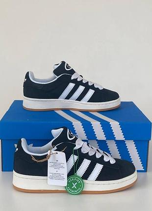 Мужские кроссовки adidas campus черные кожаные для мужчин кеды адики стильные удобные 45