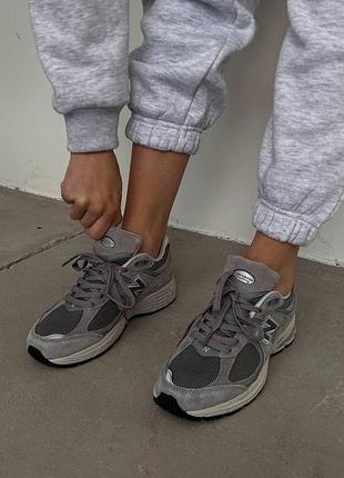 Мужские кроссовки new balance 2002r кроссы нью беланс для мужчин удобные легкие ньюбики кожа/сетка серые 45