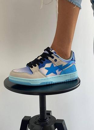 Кроссовки bape sk8 sta для женщин молодежные яркие бейп низкие кожанные с лаком 38