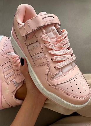 Жіночі кросівки adidas forum low рожеві шкіряні адідас форум для жінок повсякденні