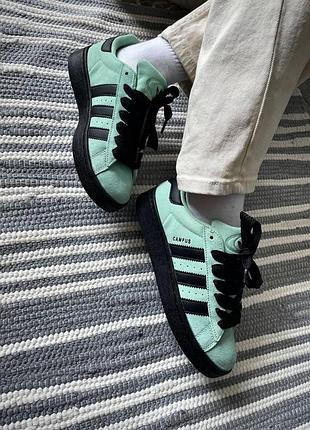 Мятные замшевые женские кроссовки adidas campus 00s turquoise адики адидас для женщин 37