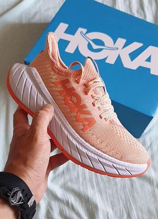 Женские кроссовки hoka carbon x3 розовые, стильный и современный дизайн хока карбон икс 3 37