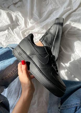 Кроси найк аир форс 1 для чоловіків зручні шкіра чорні