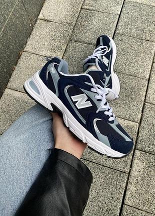 Кроси new balance 530 для чоловіків чорні шкіра/сітка легкі зручні ньюбики