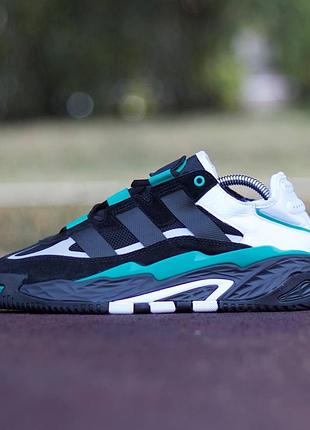Мужские кроссовки adidas niteball черные кожа удобные кеды адики для мужчин 44